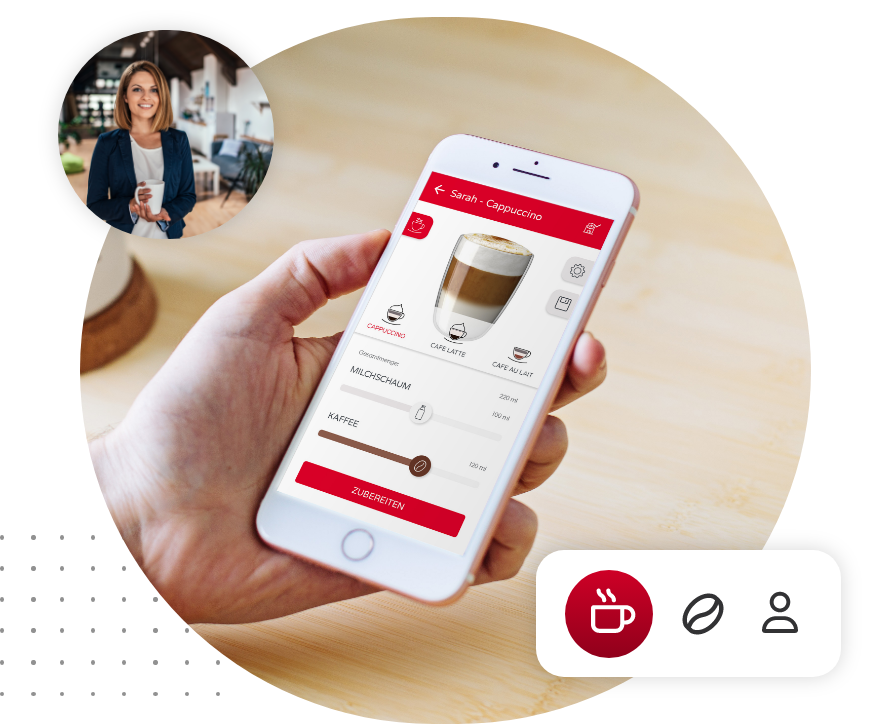 Screen der Melitta Connect App: Cappucino zubereiten.